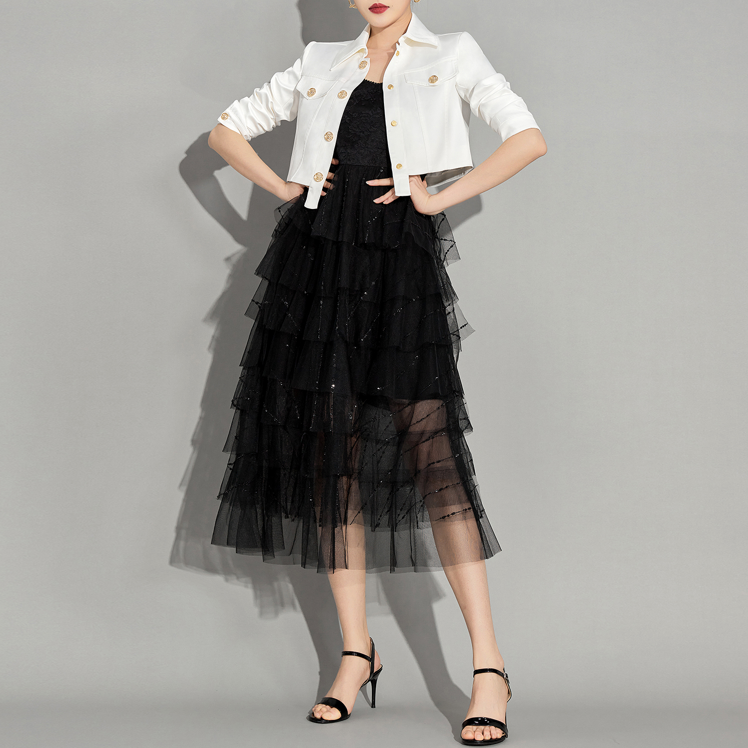 aui白色工装气质2023春季感短外套 aui短外套