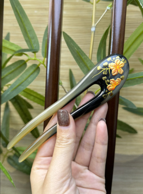 悦木坊高贵羊手绘发簪紫气动来发簪日常百搭发簪送人礼盒