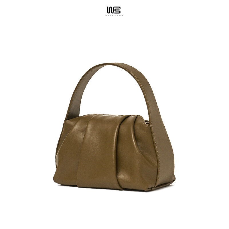 微芭莎褶皱包2022新款潮真皮单肩包 微芭莎女士包袋