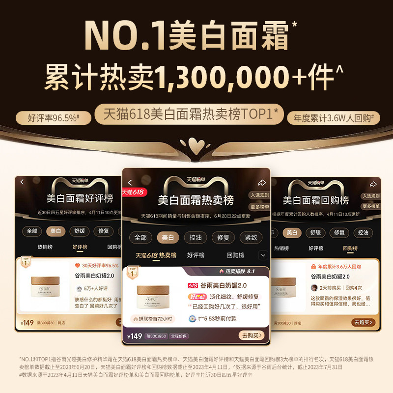 谷雨美白奶罐补水保湿滋润祛斑霜 谷雨乳液/面霜