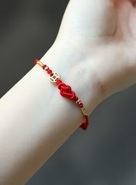 钱多多金钱币招财手脚链本命年红绳铃铛坠女脚绳手工编织夏季新款