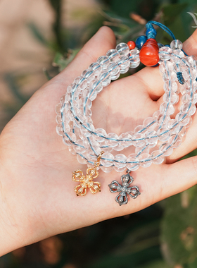 纯银金刚杵十字吊坠复古双面配饰