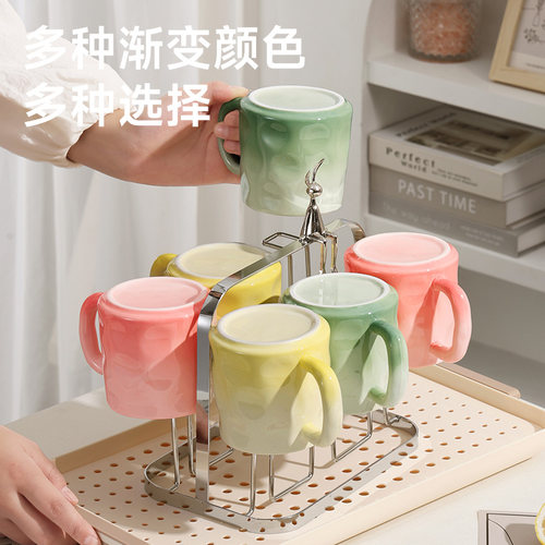 PAKCHOICE奶油风马克杯陶瓷水杯家用高颜值情侣杯子女生咖啡杯 - 图3