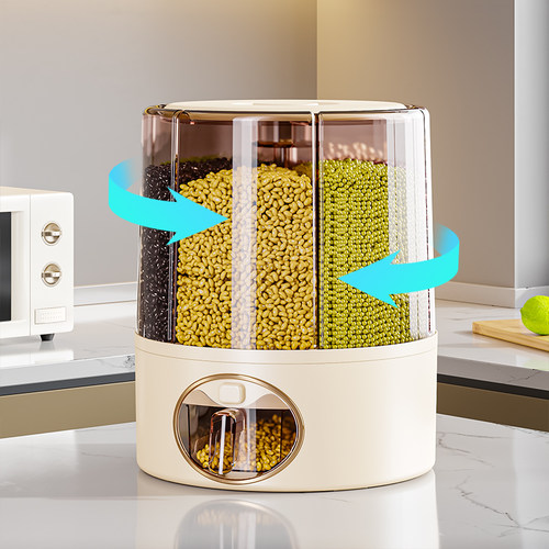 分隔旋转米桶家用2025新款密封防虫防潮放储神器装五谷杂粮收纳盒 - 图2