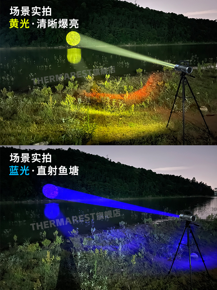 钓鱼灯夜钓灯专用野钓大功率超亮强光夜光诱鱼台钓灯蓝光灯手电筒