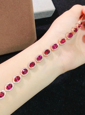 天然紫牙乌石榴石手链女18k金镶嵌钻石彩宝时尚百搭气质款礼物