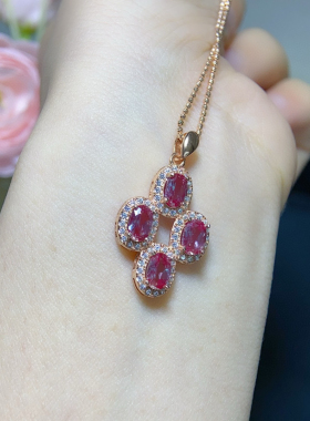 培育亚历山大吊坠项链s925银镀18K金镶嵌清新锁骨链时尚彩宝吊坠