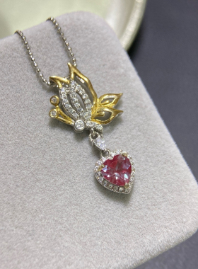 S925银镀金镶嵌实验室培育亚历山大吊坠项链锁骨链时尚百搭