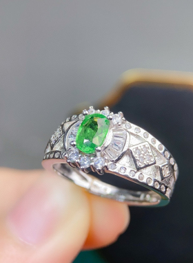 新款到货天然沙弗来戒指新鲜出炉了高净度颜色超好宽戒壁美美哒