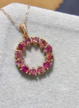 天然卢比来碧玺甜甜圈吊坠 火彩闪 石3*3mm特惠 925银镶嵌 送银链