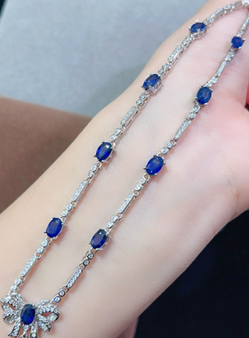 日韩气质天然蓝宝石时尚百搭蝴蝶长款毛衣链女挂件配饰品项链颈链