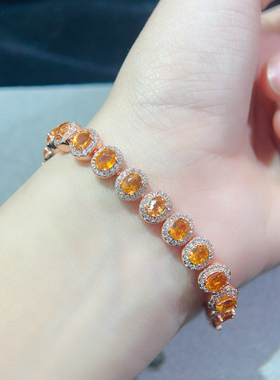 满圈镶芬达手链 超多颗粒搭配直径4*5mm 彩虹色 天然芬达汽水裸石