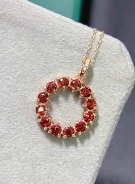 天然镁铝石榴石吊坠 火彩闪 石3*3mm特惠 925银镶嵌 送银链