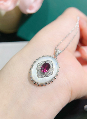 天然紫牙乌石榴石吊坠晶体全净火彩爆闪S925银精工镶嵌美呆了