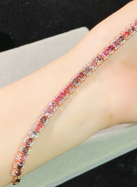 纯天然尖晶石手链 产自缅甸 多彩色搭配 ​满圈镶嵌温柔暖色手链