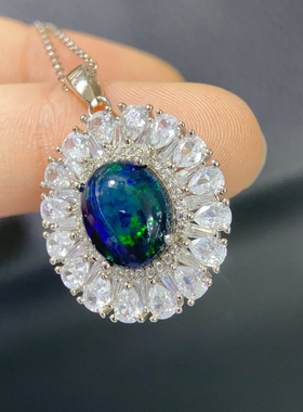 清冷复古感吊坠精致小众高品质澳洲黑欧泊项链锁骨链情人节礼物