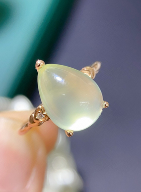 天然葡萄石戒指 冰种起荧光晶体干净925银精工镶嵌9*11mm