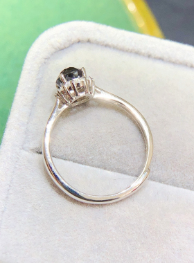 天然缅甸尖晶石戒指 5*6mm925纯银电镀18K金镶嵌