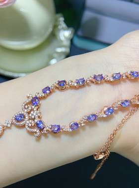 天然坦桑石项链925银精工镶嵌主石3*43*5mm 天然坦桑石支持检测！