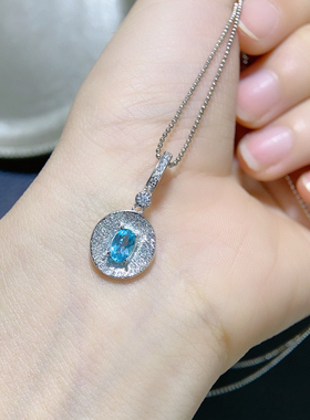 天然磷灰石吊坠银镀18K黄金镶钻石复古彩宝项链拉丝工艺