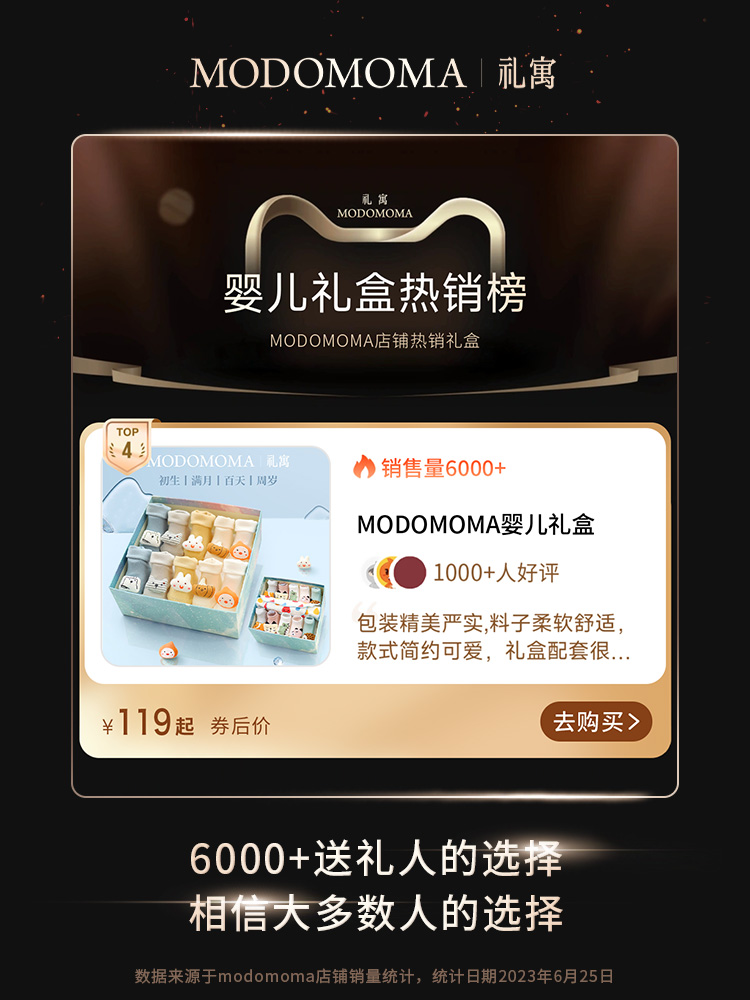 modomoma新生儿用品婴儿礼盒宝宝春装公仔袜子中筒袜满月送礼-图1