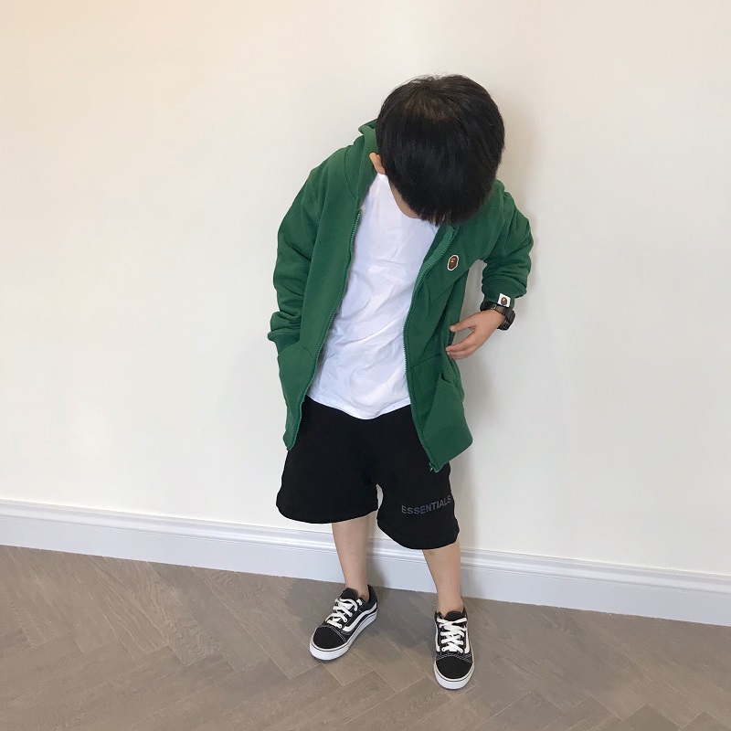 儿童绿色外套2023春装新款日系男童宝宝猿人潮牌童装拉链卫衣秋季