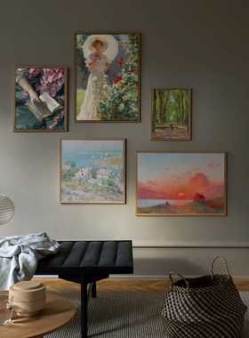 简欧艺术古典家庭画廊系列装饰画画芯组合唯美房间布置复古品味风