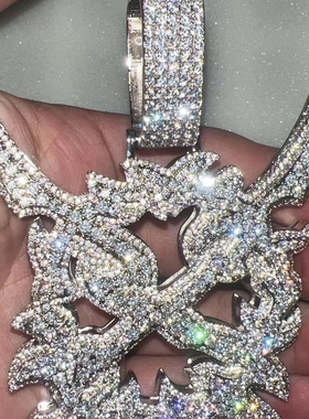 BLITZ BOY欧美嘻哈珠宝 Ken Carson同款满钻大号rage吊坠嘻哈饰品