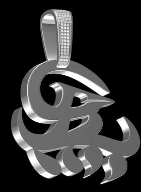 Gai同款嘻哈GBLOCK炁吊坠项链说唱歌手百搭饰品项链吊坠