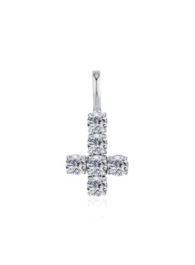 925银嘻哈满锆石十字架吊坠复古简约百搭饰品吊坠