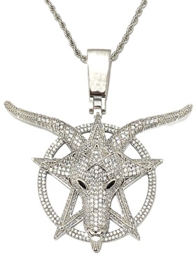 欧美嘻哈山羊头项链吊坠男士真铜立方氧化锆高级吊坠