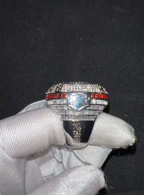 DIGIGHETTO同款戒指满钻t方戒指铜镶锆石嘻哈饰品