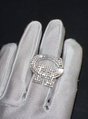 谢帝同款CH戒指满钻个性hiphop嘻哈戒指百搭指环