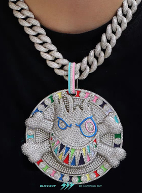 欧美嘻哈10cmTravis Scott同款定制恶魔骨头吊坠圆盘嘻哈吊坠