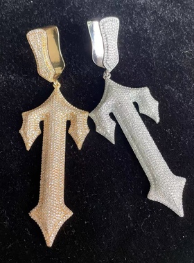 BLITZ BOY大号十字架欧美嘻哈男士项链铜锆石电镀18k真金实心满钻