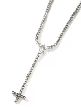 playboi carti同款水滴逆十字架项链满钻镶嵌嘻哈潮流男女项链