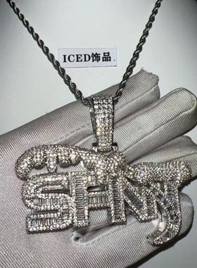 TizzyT 厂牌SFNT 同款雪花限定满钻嘻哈项链男潮嘻哈hiphop项链