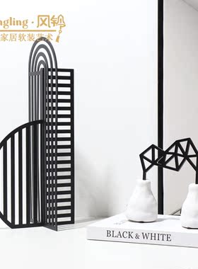 简约现代创意金属纹路摆件样板间售楼处酒店玄关会客厅软装