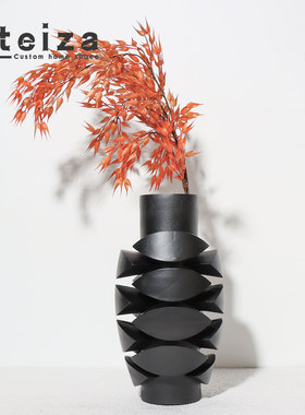 简约现代黑色树脂花器相框样板间酒店客厅书房几何金属摆件