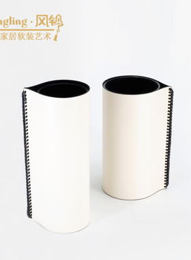 现代轻奢创意皮革首饰盒纸巾盒样板间卧室酒店装饰花器摆件