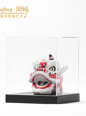 新中式国潮树脂舞狮醒狮子头摆件设样板房间客厅茶几装饰品