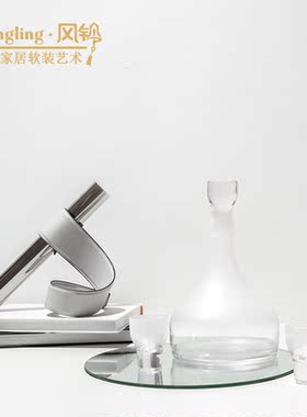 简约现代玻璃酒器托盘套装摆件样板间酒店玄关客厅软装装饰