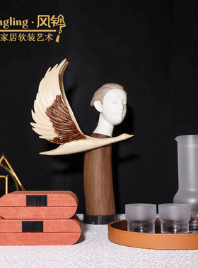 简约现代风格创意人物雕塑样板间售楼处酒店会客厅家居软装