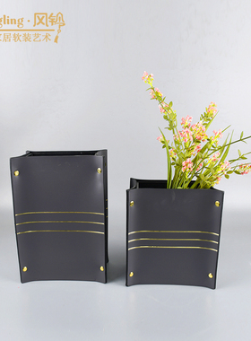 北欧简约首饰皮质收纳包酒店样板间客厅板件家居饰品摆设