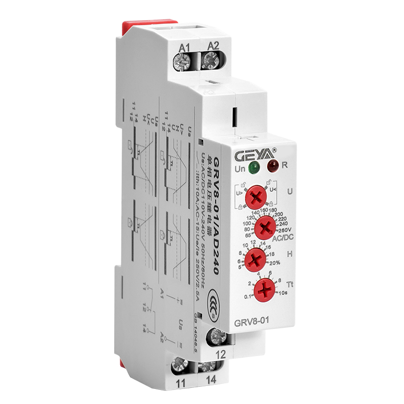 电压监控继电器直流过欠压保护器GEYA格亚GRV8-0102单项220v DC24 - 图3