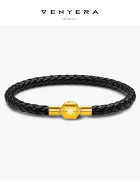 3-5MM天然头层牛皮轻奢转运珠手绳穿黄金编织送礼简约皮绳手链