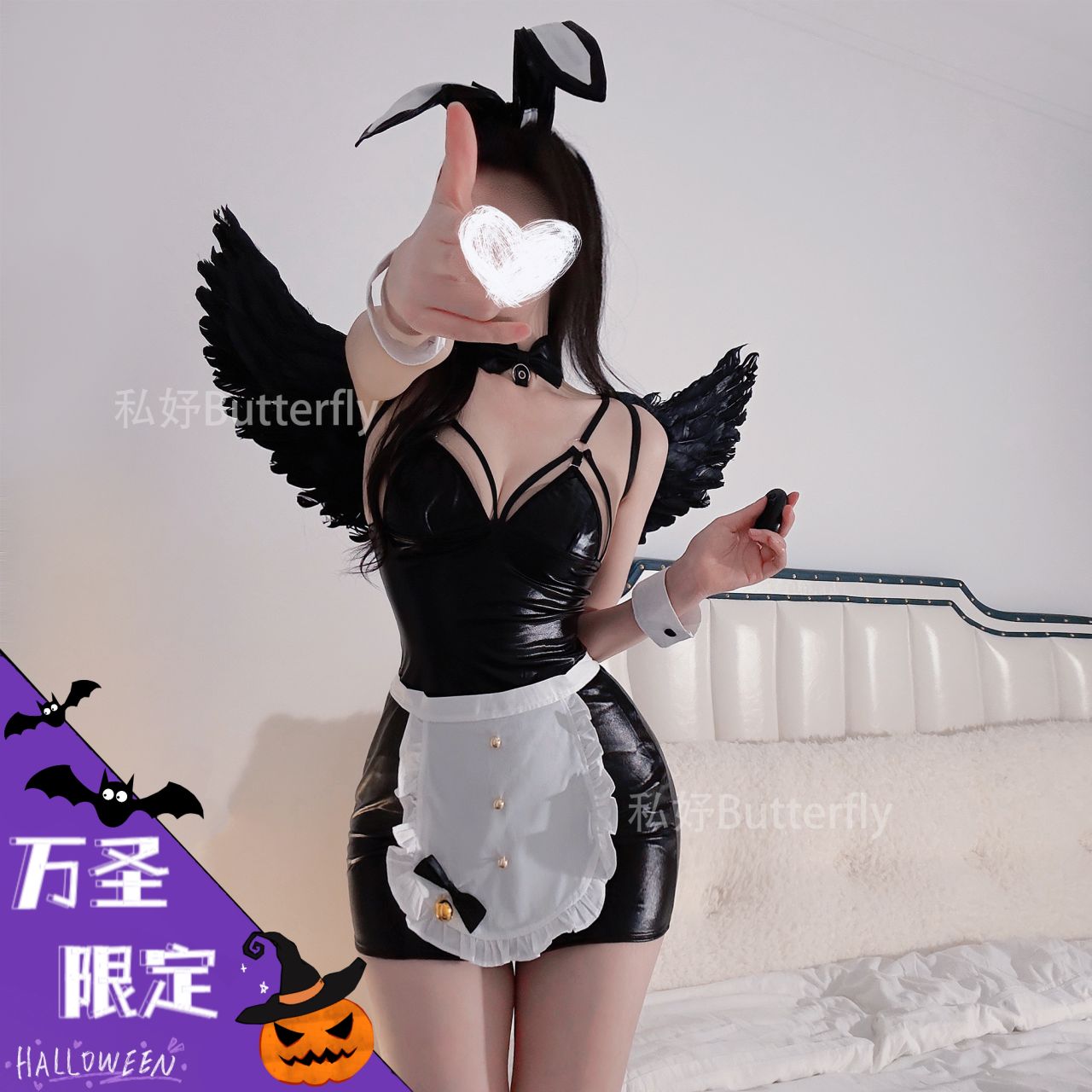 私妤：主人独享～漆皮女仆动漫二次元COS兔女郎火辣纯欲制服睡衣 - 图0