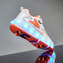 New Storm Walking Shoes Invisible Wheels Sliding Shoes Algebra DUAL PURPOSE LIGHT AND BREATHABLE STUDENT CHILDREN WITH LAMP FOUR WHEELS of Skate Shoes