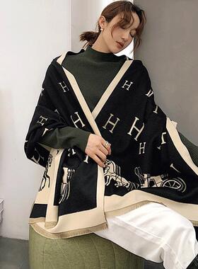 秋冬季仿羊绒围巾女加厚百搭