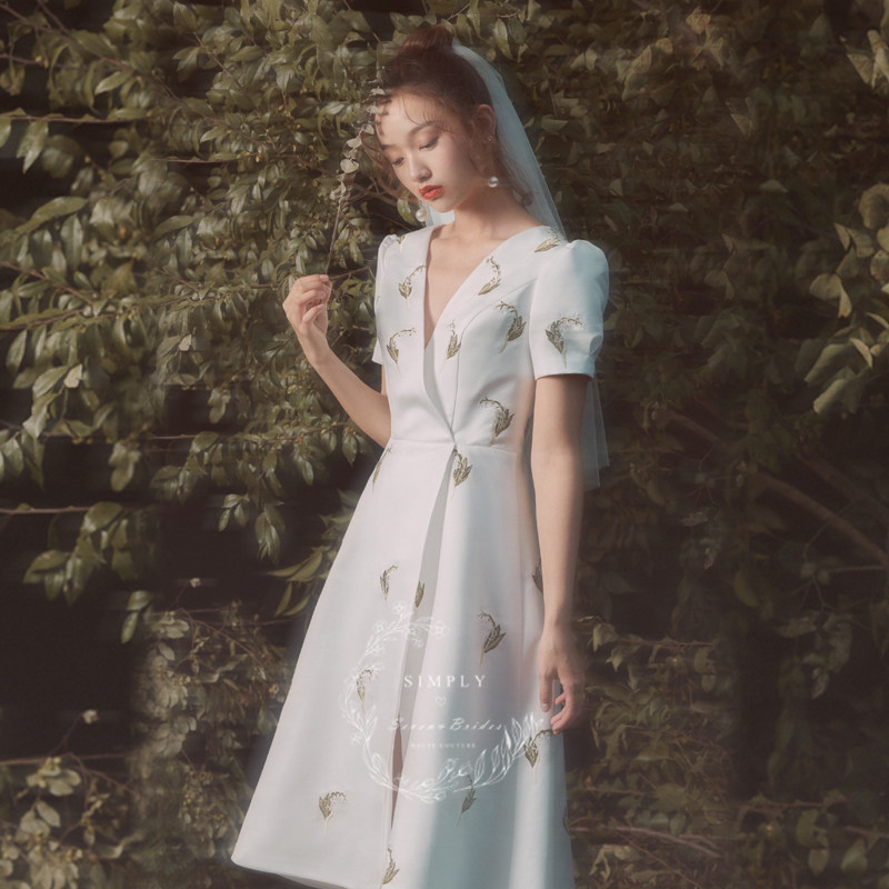 简柒原创轻婚纱2021新款法式小礼服 simplyseven婚纱
